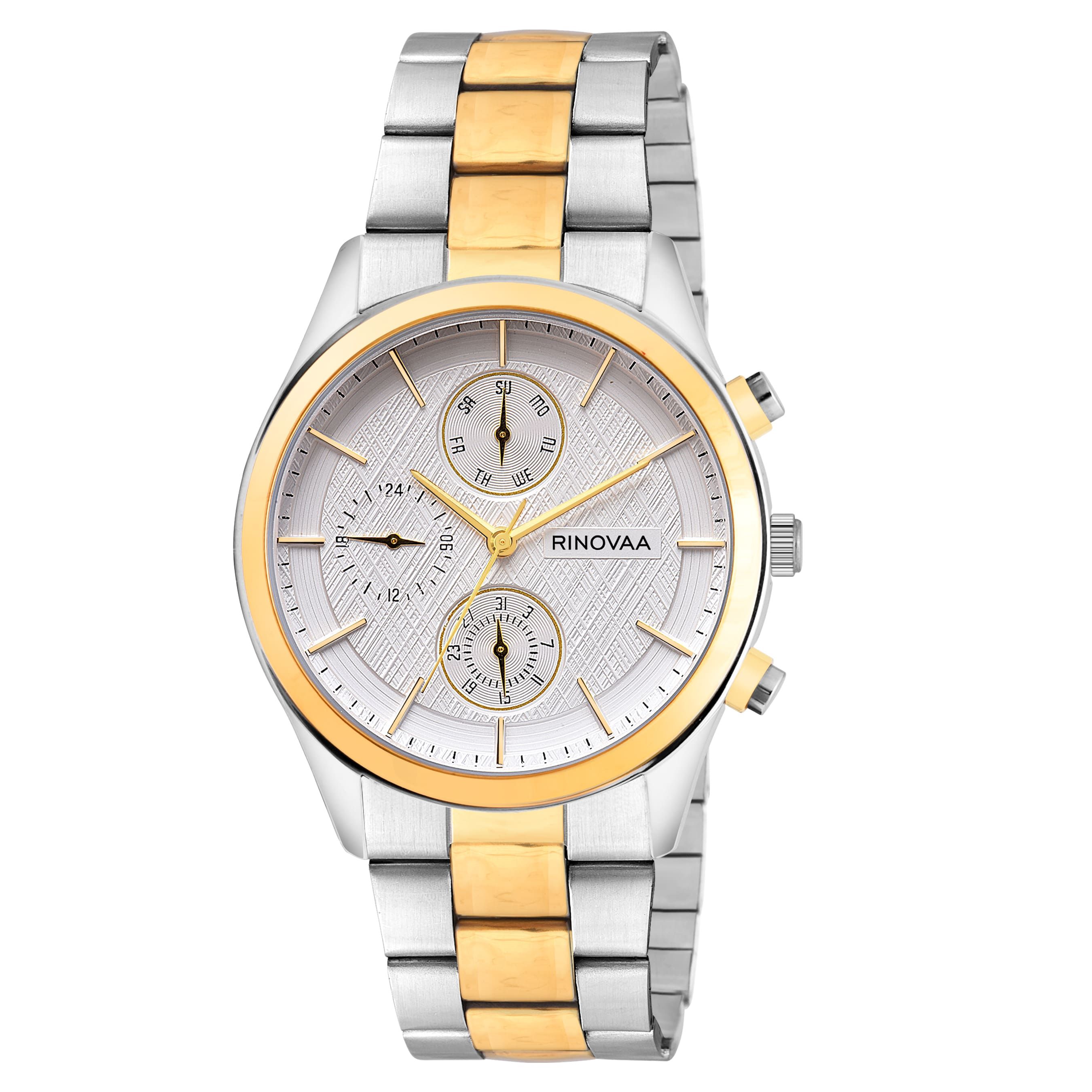 Men’s Two-Tone Stainless Steel Multi-Function Analog Watch – Gold Dial