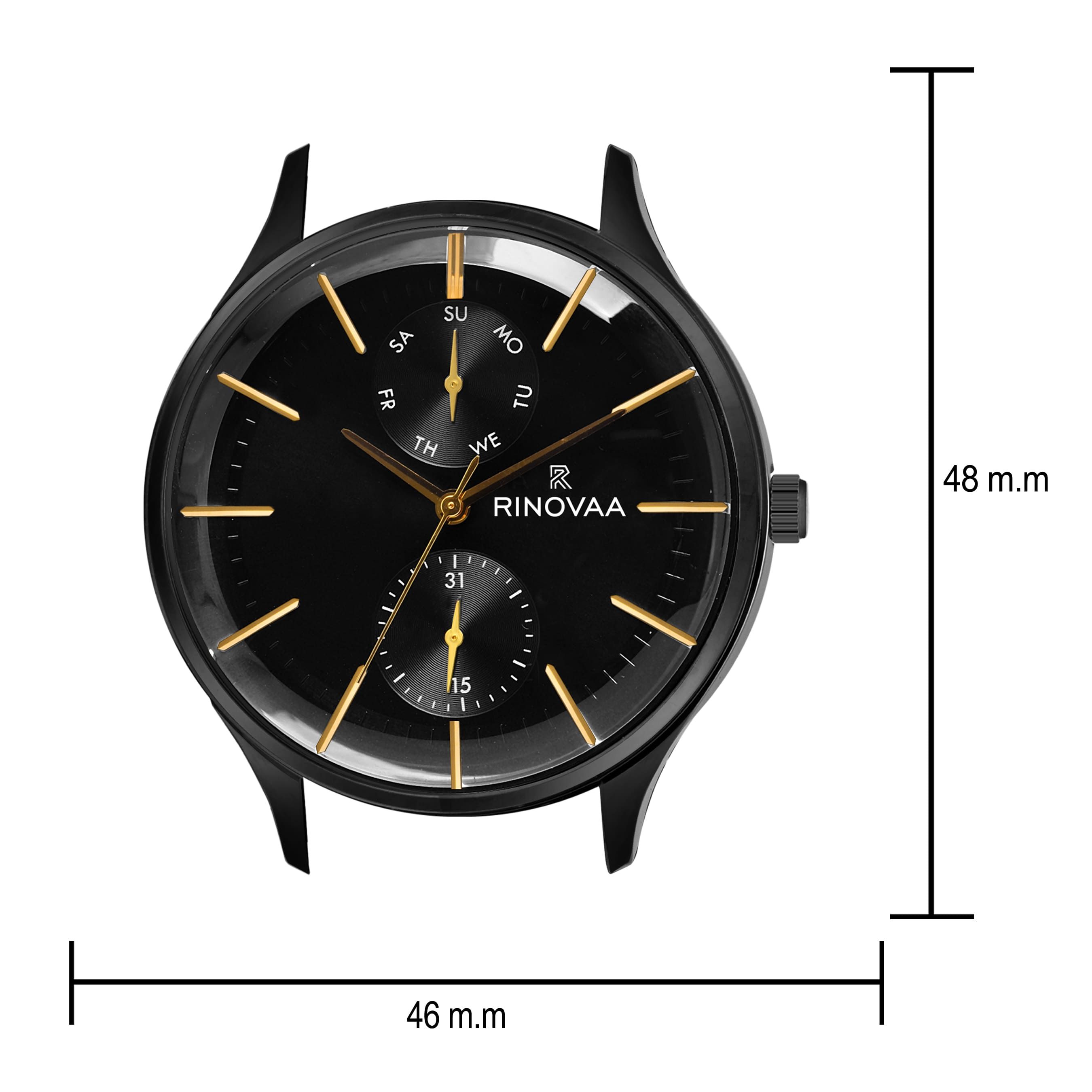 Men’s Analog Multi-Function Watch with Black Metal Strap 3