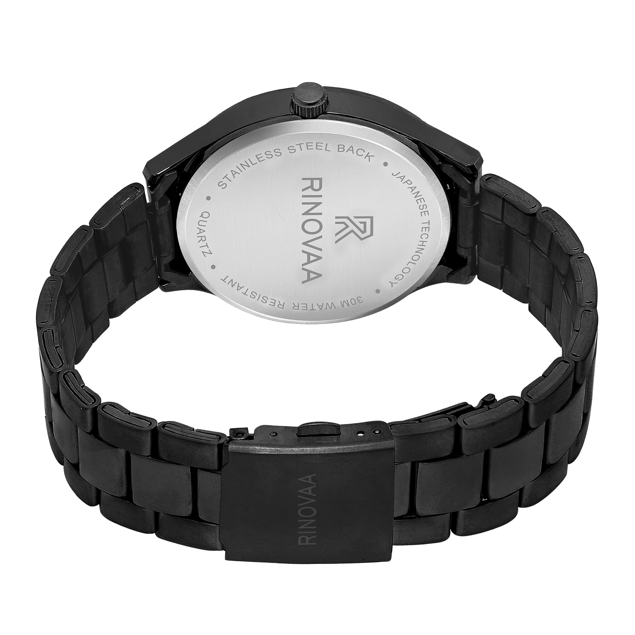 Men’s Analog Multi-Function Watch with Black Metal Strap 4