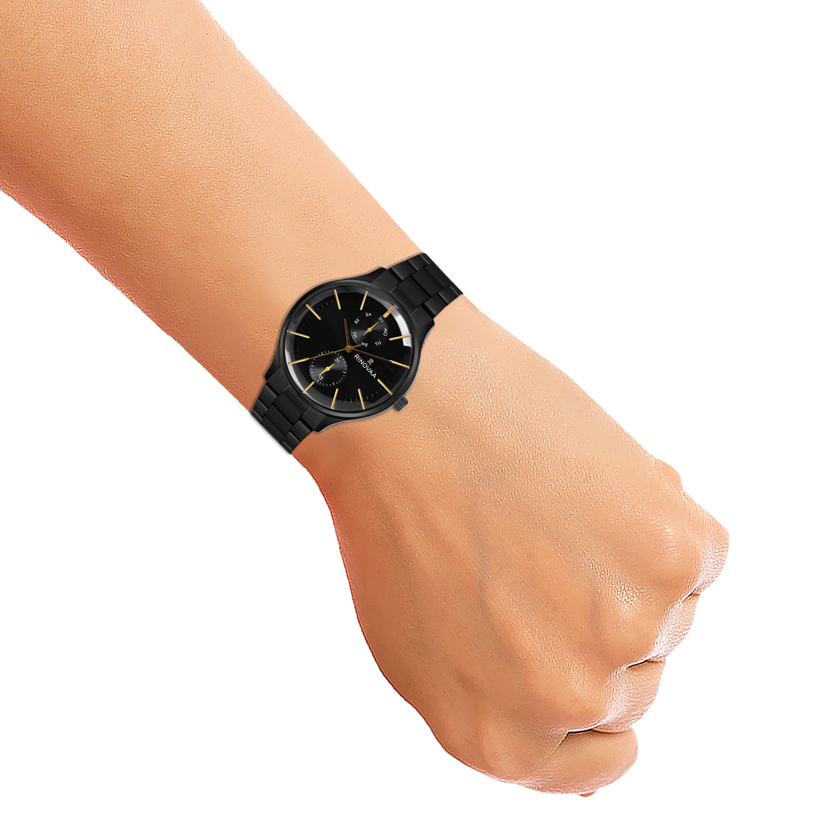 Men’s Analog Multi-Function Watch with Black Metal Strap 5