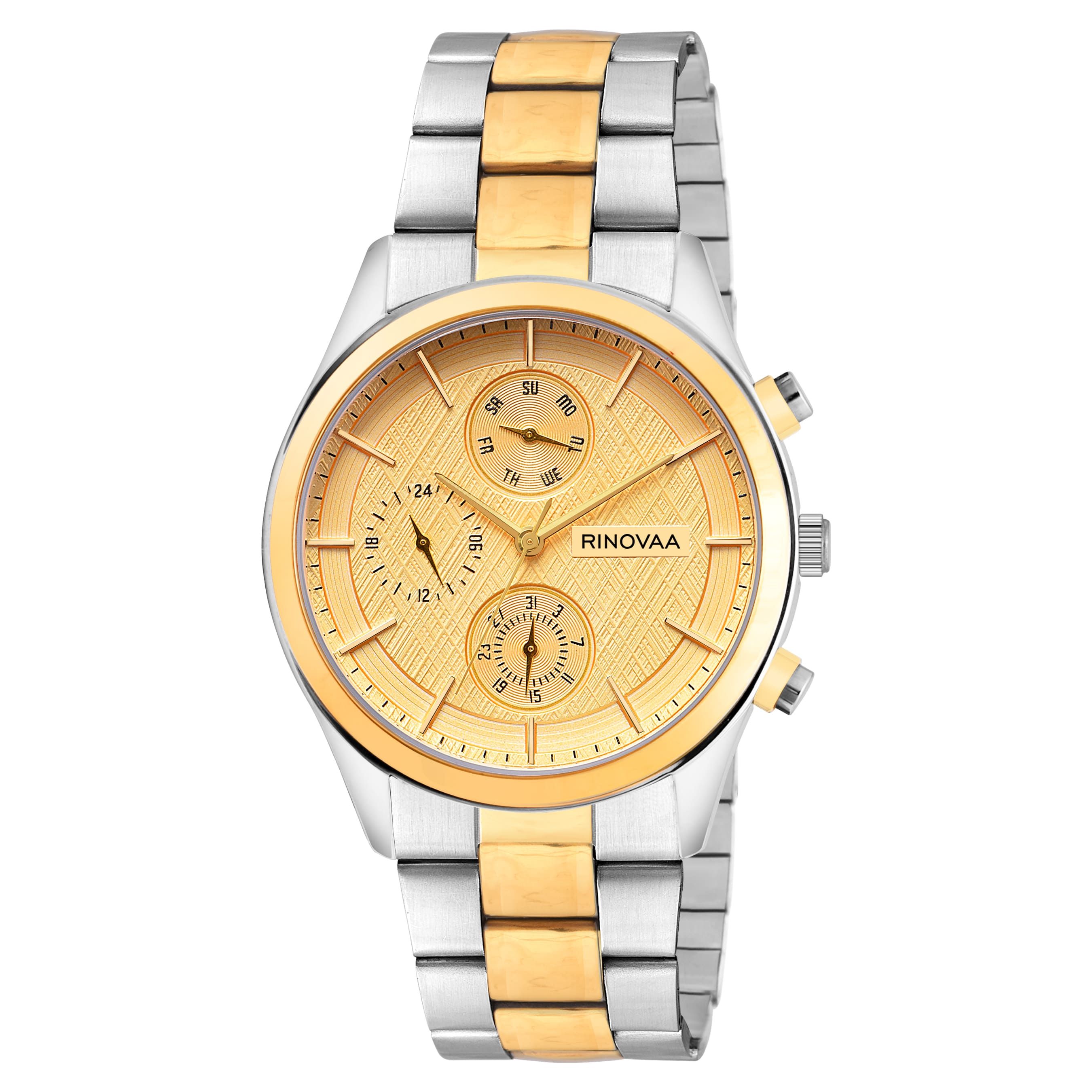 Men’s Two-Tone Stainless Steel Multi-Function Analog Watch – Gold Dial