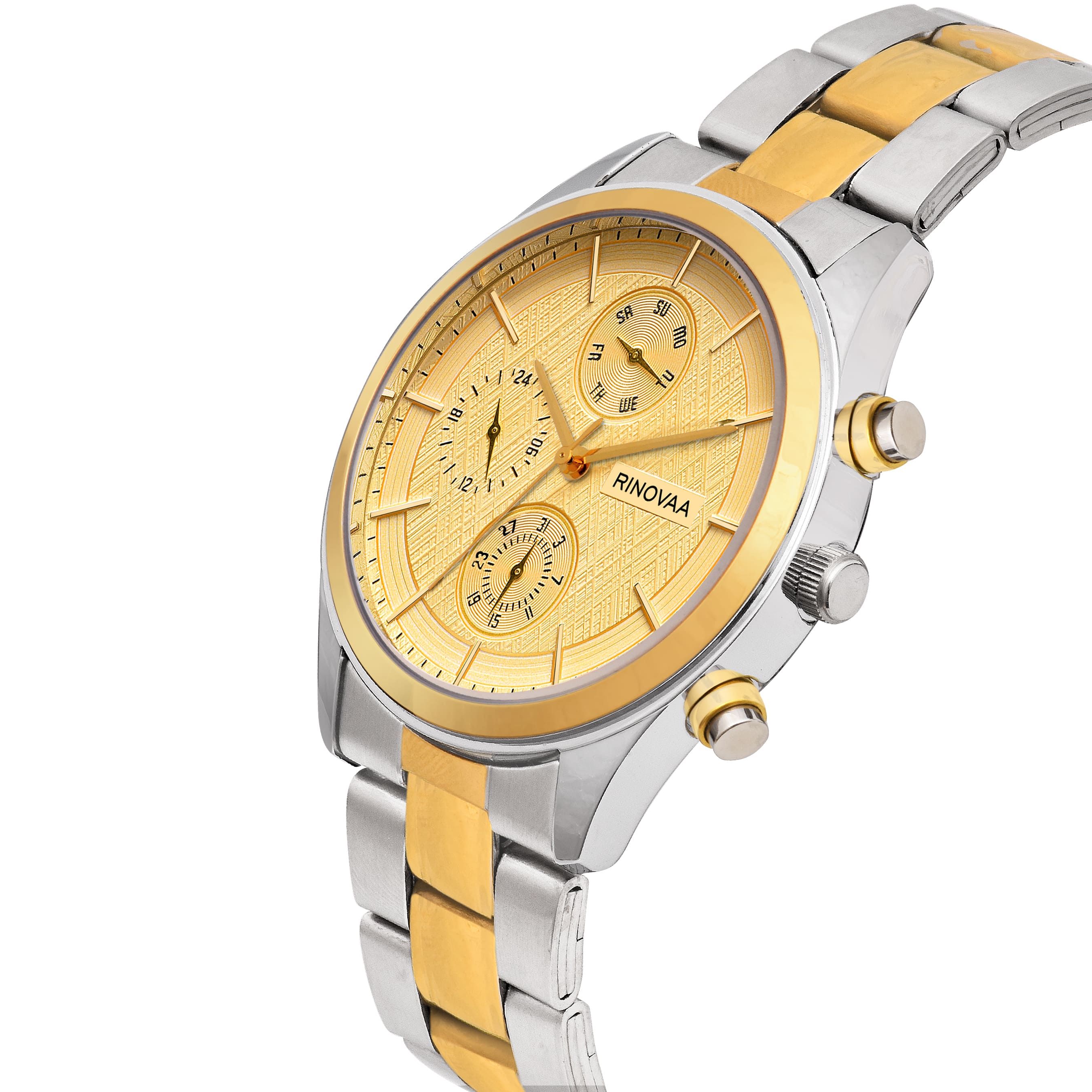 Men’s Two-Tone Stainless Steel Multi-Function Analog Watch – Gold Dial 2