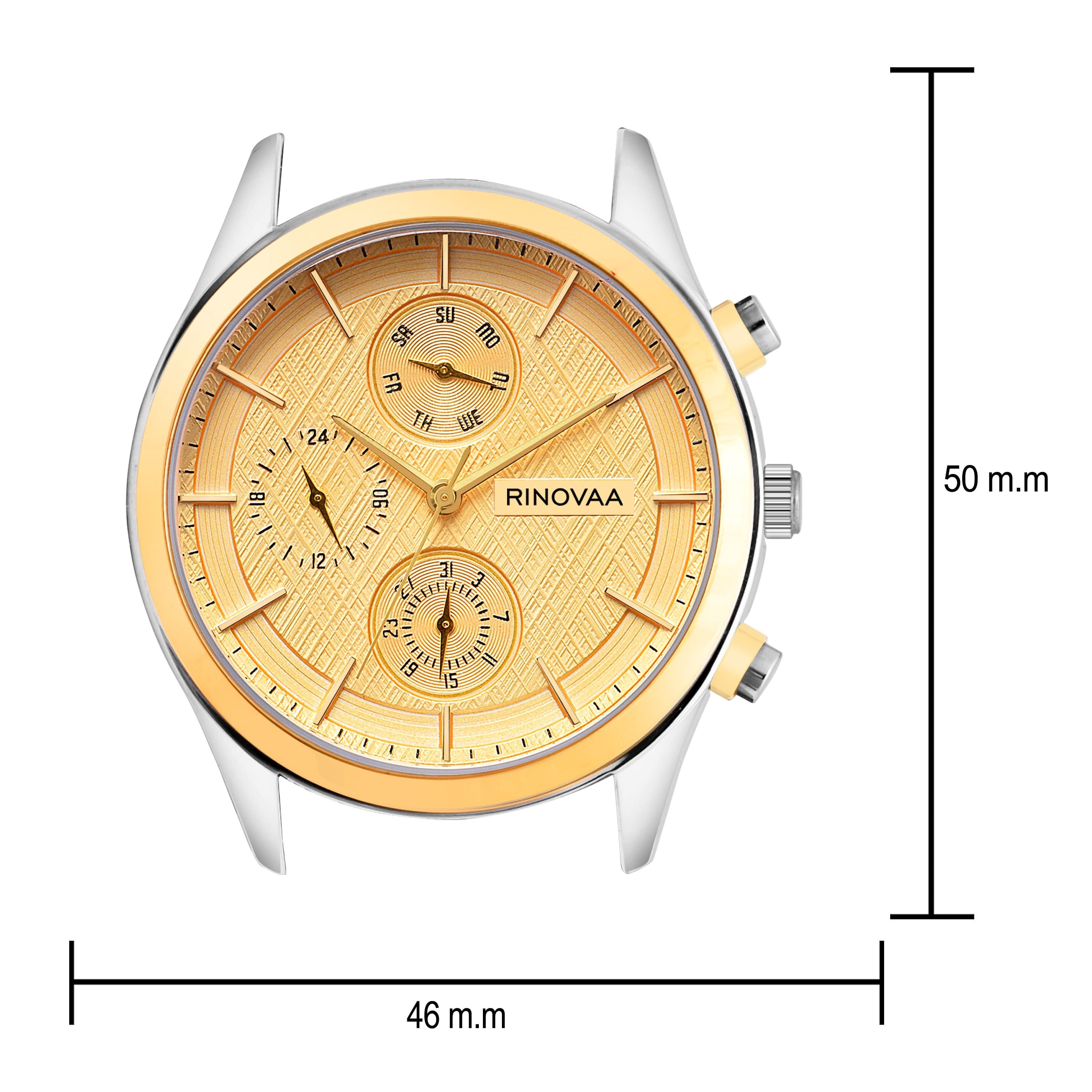 Men’s Two-Tone Stainless Steel Multi-Function Analog Watch – Gold Dial 3