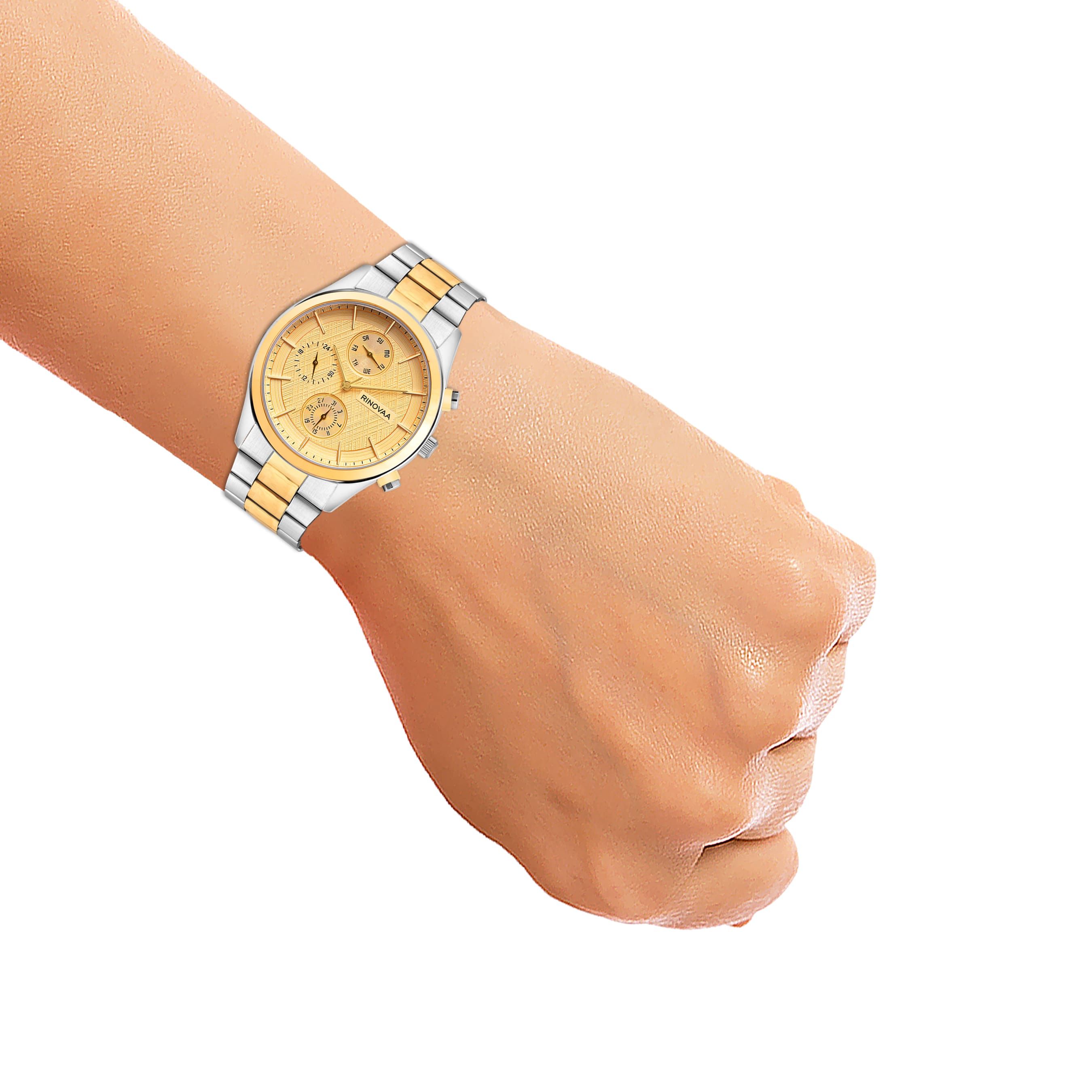 Men’s Two-Tone Stainless Steel Multi-Function Analog Watch – Gold Dial 5
