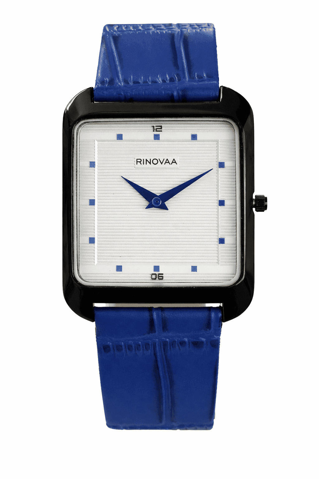 Premium Analog Men’s Watch | Square Case | Blue Leather Belt Blue and Black Case 1