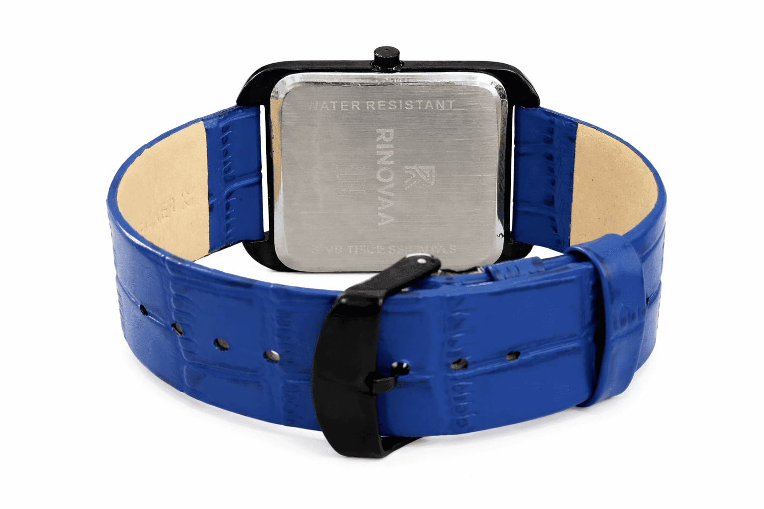 Premium Analog Men’s Watch | Square Case | Blue Leather Belt Blue and Black Case 3